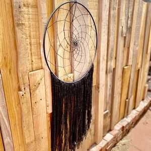 18” handmade dream catcher black with iridescent